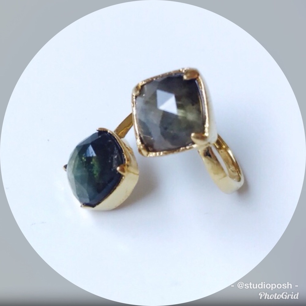 🌾Bondhu Labradorite Double Stone Gold Ring🌾 - Picture 2 of 6